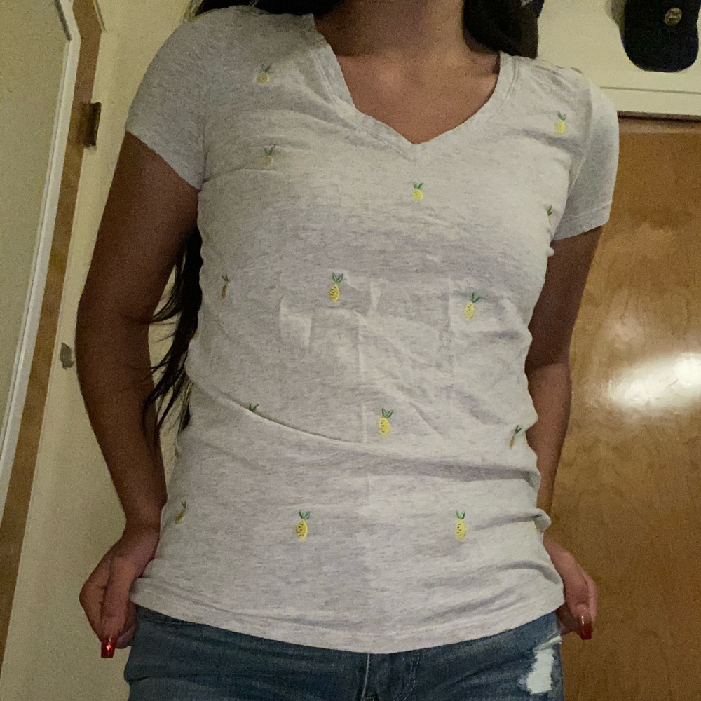 Super Cute Merona Lemon Embroidered Shirt